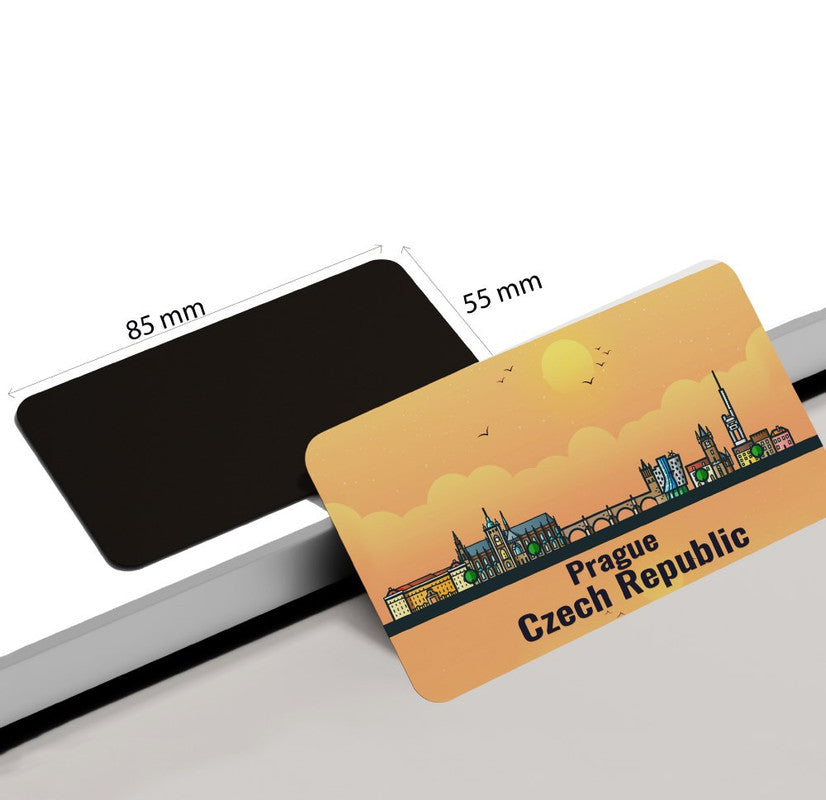 dhcrafts Rectangular Rubber Fridge Magnet / Magnetic Card Orange Czech Republic Prague Design Pack of 1 (8.6cm x 5.4cm)